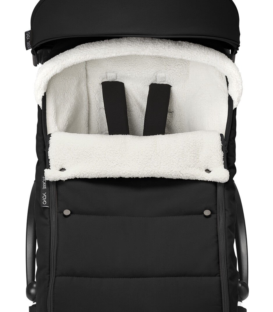 Stokke® YOYO3® 6+ Black. White Frame. Footmuff, Detail. galery image 8